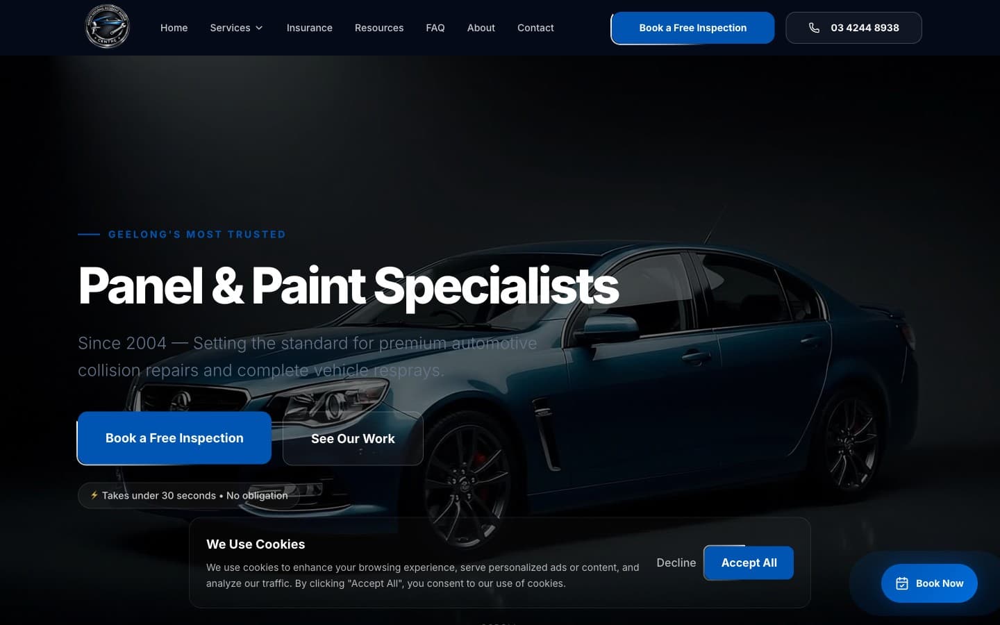 North Geelong Accident Repair website hero screenshot