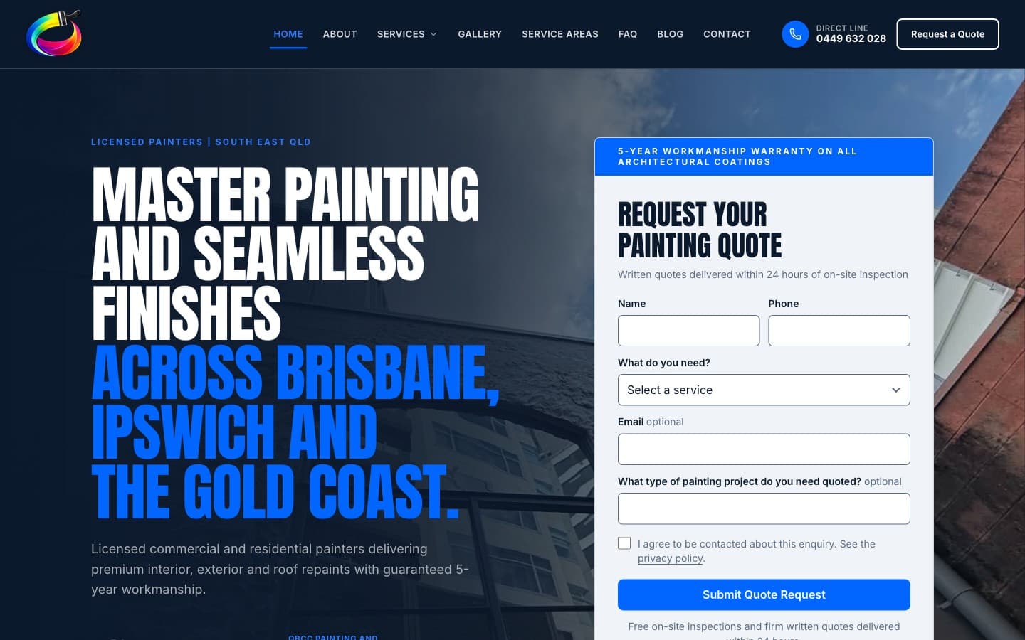 Elegant Prime Painting website hero screenshot