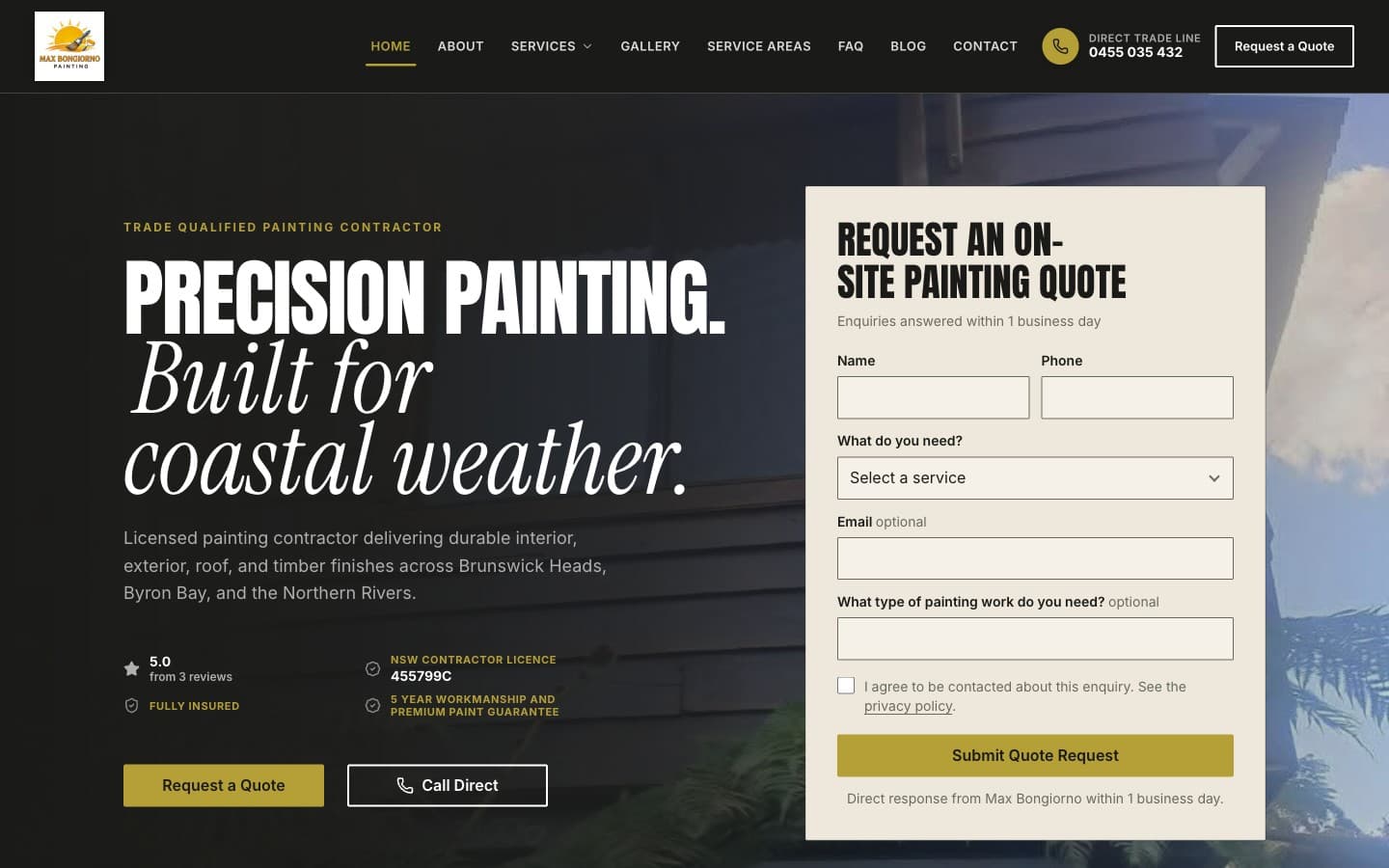 Maxson Painting website hero screenshot